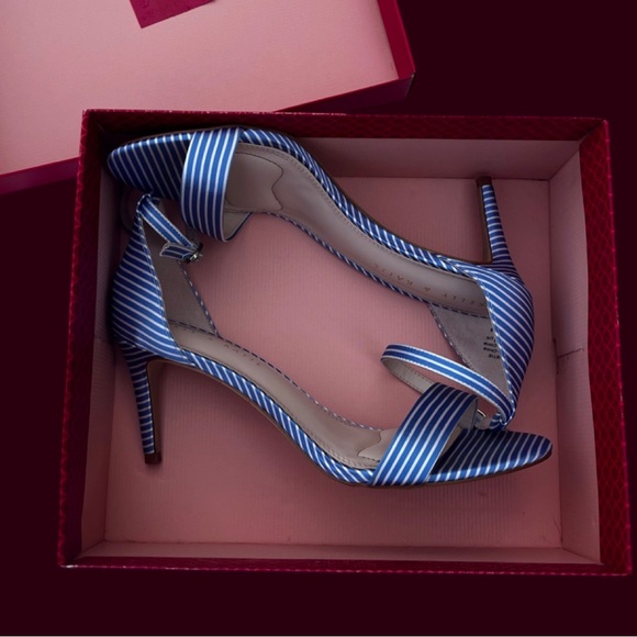 Kelly & Katie Shoes - Kelly & Katie Kirstie Heels Light Blue and White Stripes Women’s Size 8.5